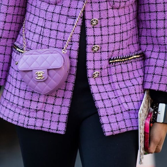 Chanel Purple Heart Bag CC in Love Small/Mini Leather Crossbody NEW Valentine's - Picture 16 of 16